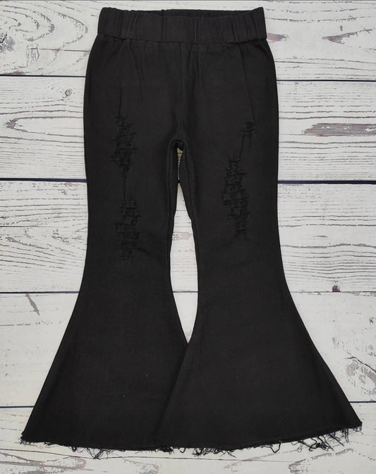 Black Distressed Flare Jeans
