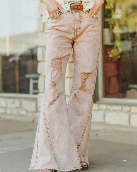 High rise Distressed Flare Jeans